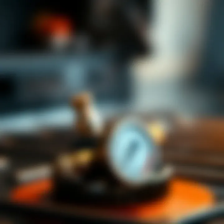 Components of an LP Gas Grill Regulator Detailed view of an LP gas grill regulator showcasing its components