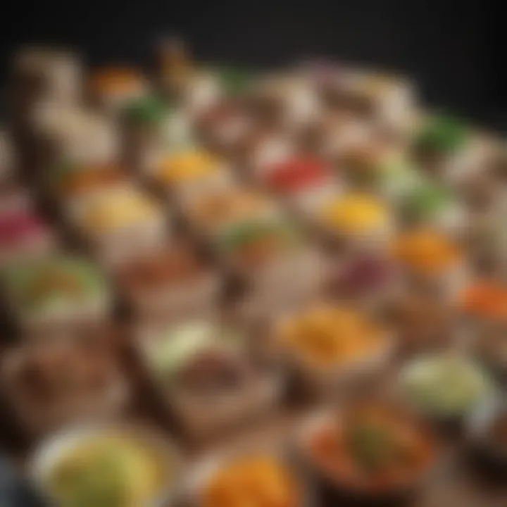 Colorful meal kit boxes stacked together