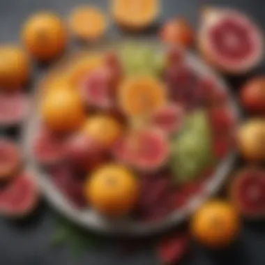 Assorted Fresh Fruits An assortment of fresh fruits including figs, oranges, and pomegranates, emphasizing the healthy aspects of Mediterranean breakfasts.