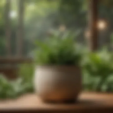 Natural Mosquito Repellent Pot in Outdoor Setting Natural mosquito repellent pot with lush greenery