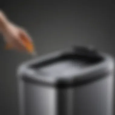 Detailed view of the Ninestars automatic trash can replacement lid showcasing its innovative design.