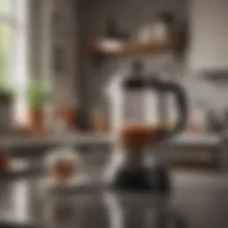 Elegant small percolator coffee maker on a kitchen countertop
