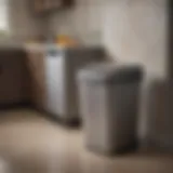 Close-up view of a smart sensor trash can reacting to nearby motion