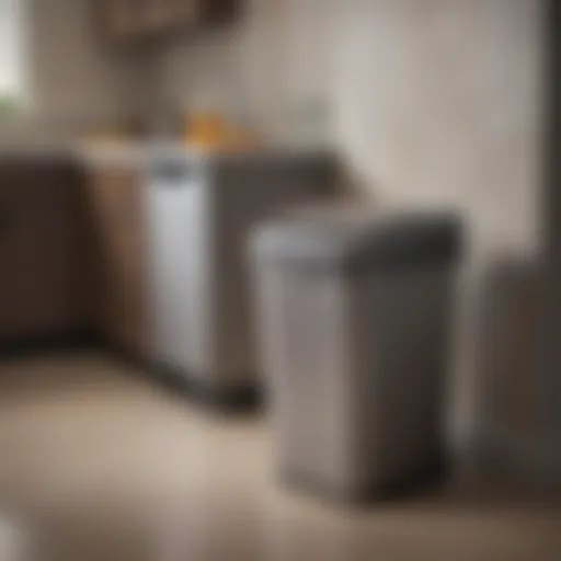 Close-up view of a smart sensor trash can reacting to nearby motion