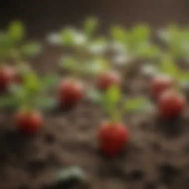 Close-up of healthy strawberry seedlings