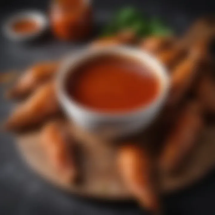 A vibrant bowl of sweet and spicy wing sauce ready for use