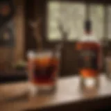 A glass of Jim Beam Red Stag on a rustic wooden table