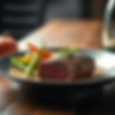 Red stag meat paired with vegetables