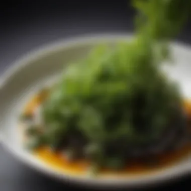 Seaweed in Culinary Applications A close-up of seaweed infused in a healthy dish, showcasing its culinary versatility and nutritional appeal.