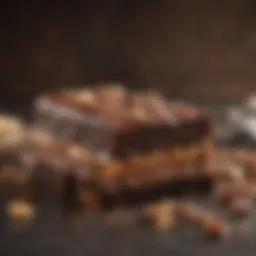 Rich chocolate coating of Snickers bar