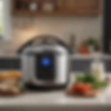 An all-in-one pressure cooker and crock pot in a modern kitchen setting showcasing its versatility.