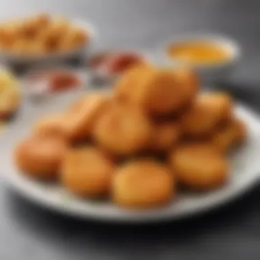 A visually appealing plate of cooked Tyson Vegetarian Chicken Nuggets served with dipping sauces