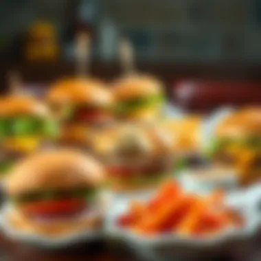 Diverse Hamburger Dishes A variety of hamburger dishes beautifully arranged on a table