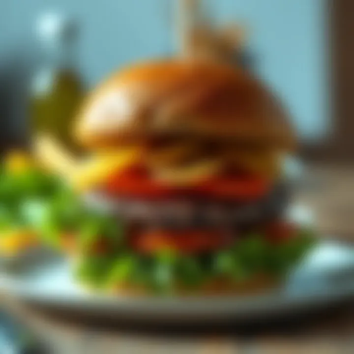 Contemporary Hamburger Interpretation A modern twist on a classic hamburger meal