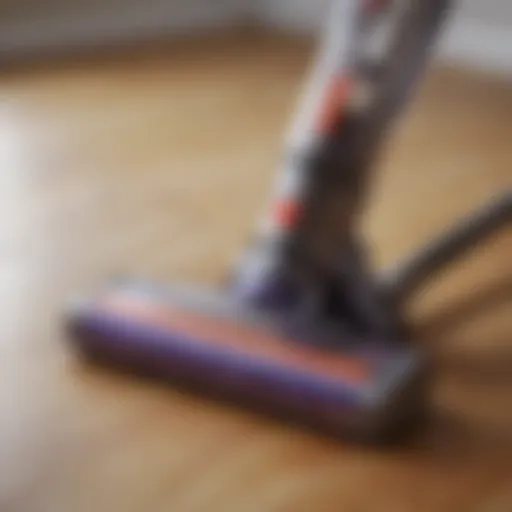 Dyson vacuum on a polished hard floor showcasing its cleaning efficiency