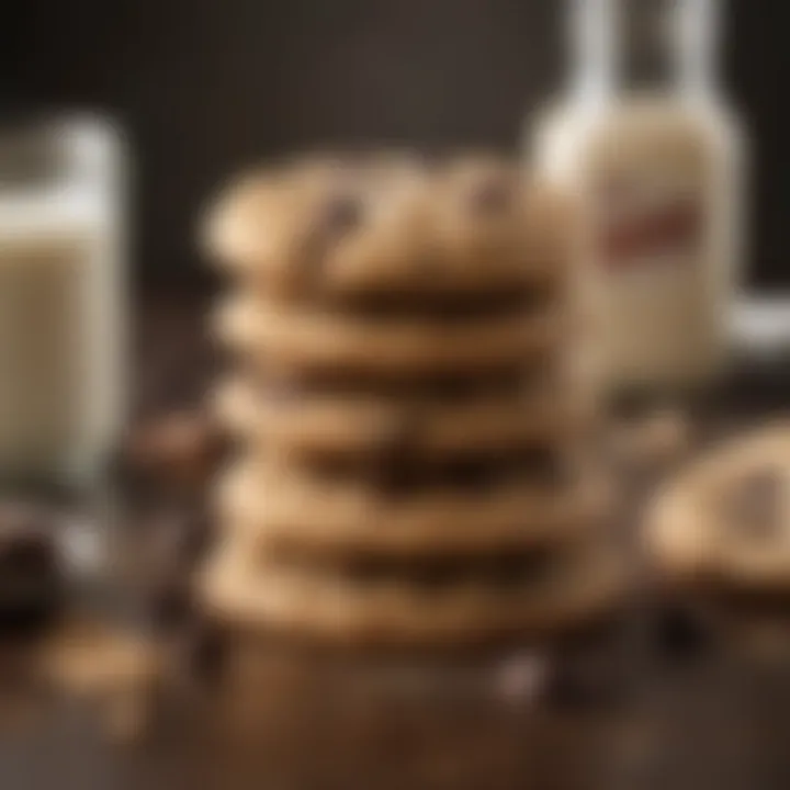 An assortment of ingredients used for making vegan chocolate chip cookies, including flour, coconut oil, and dark chocolate