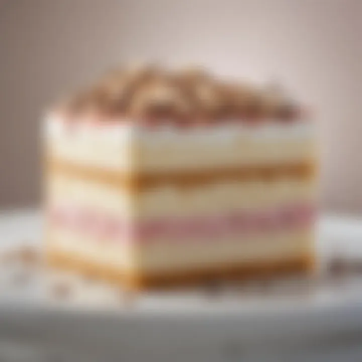 An inviting slice of ice cream cake showcasing its layers and textures