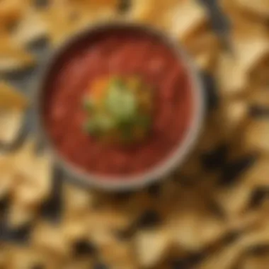 A vibrant salsa dip paired with Walmart tortilla chips for a flavorful snack