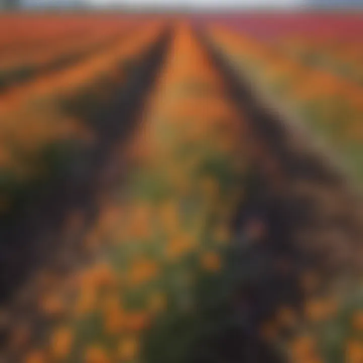 A close-up of saffron fields showcasing the colorful blooms.