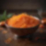 A vibrant display of saffron threads in a decorative bowl.