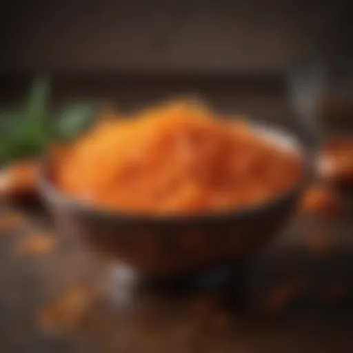 A vibrant display of saffron threads in a decorative bowl.