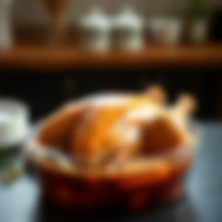 Brining Solution with Turkey A close-up of a turkey submerged in a brining solution