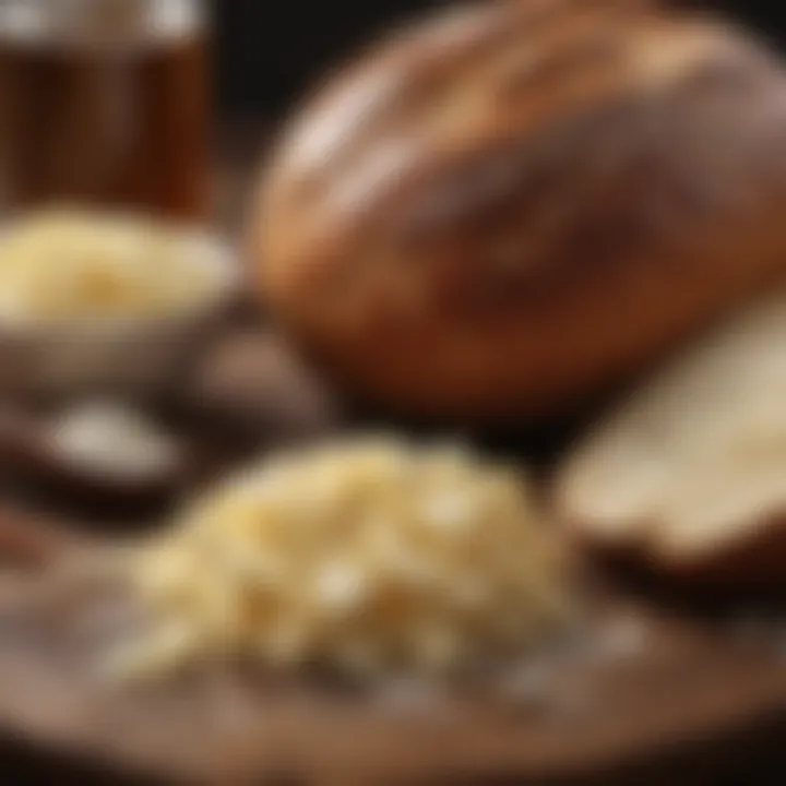 A close-up of essential yeast bread ingredients